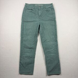 American Eagle Womens 12 Green Mom Straight Jean Corduroy High Rise Pants